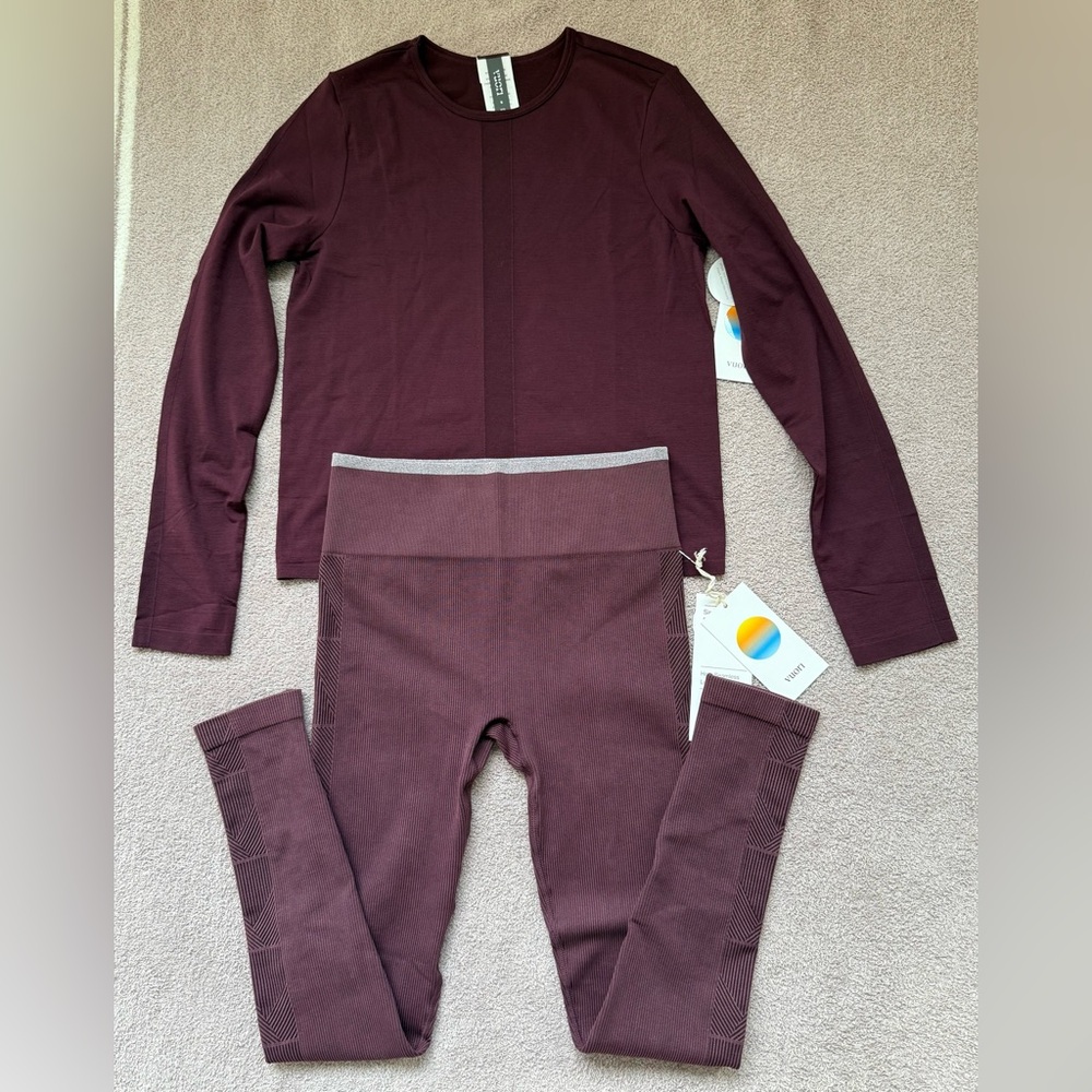 Vuori Women's Burgundy Leggings and Top Set